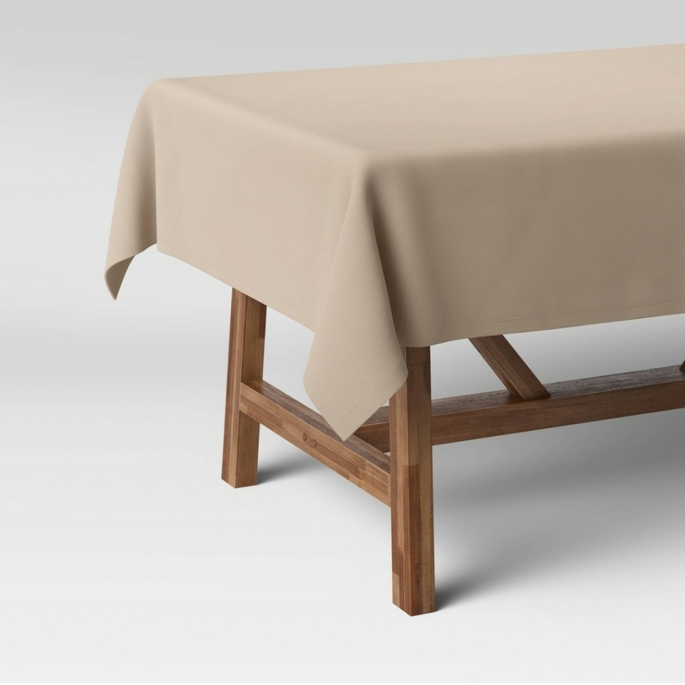 New! Threshold Rectangular Elegant Tan Tablecloth Sz 60" X 120" Y2K Cottagecore